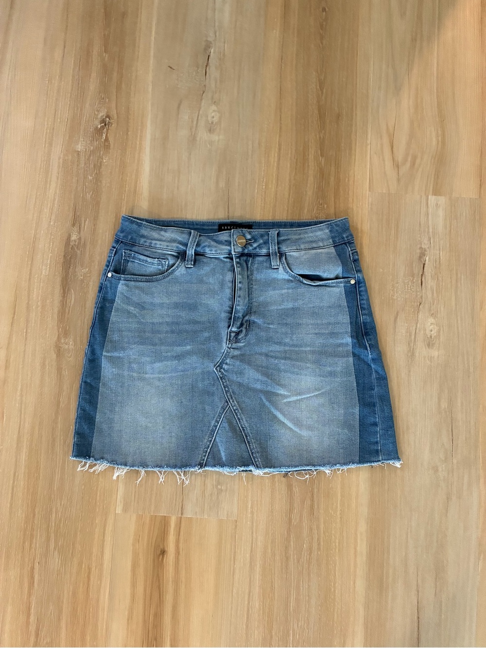 Sanctuary Two-Tone Washed Denim Mini Skirt